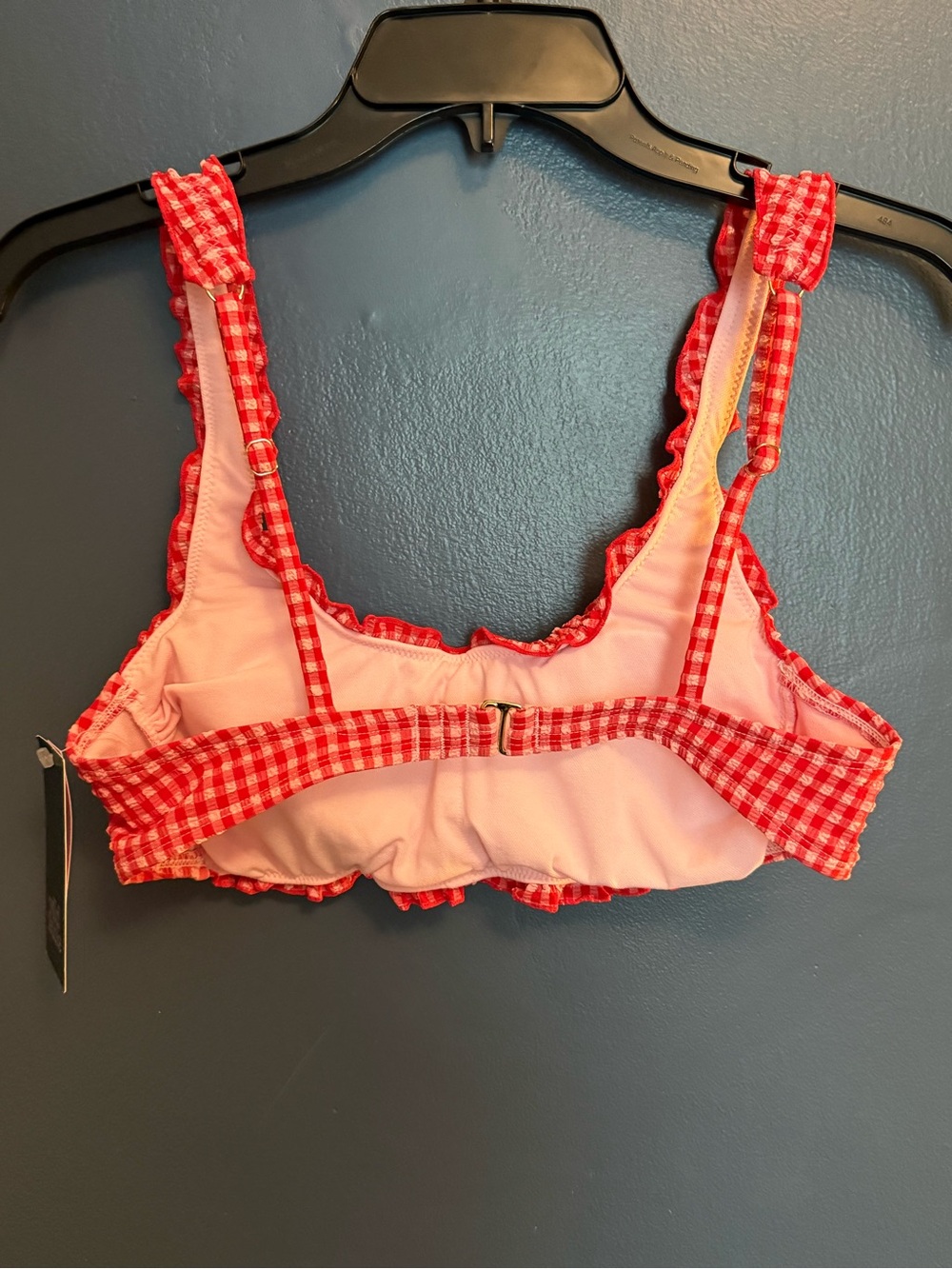 Wild Fable Gingham Seersucker Ruffle Bikini Top NWT Size L - Picture 2 of 3